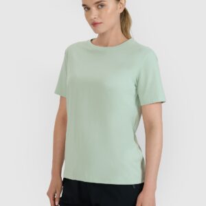 4F T-shirt oversize z nadrukiem damski - turkusowy
