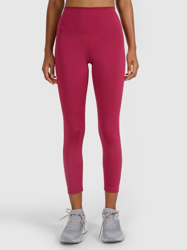 4F Legginsy treningowe 7/8 z wysokim stanem damskie - czerwone