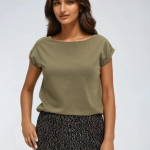 T-shirt z bawełny oliwkowy