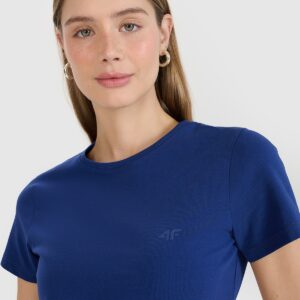 f6dcf835bd31c089eca8b6c76dccf01bcb3fd315 4F T-shirt slim gładki damski - granatowy