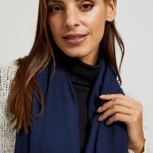 Gładki szalik z frędzlami granatowy