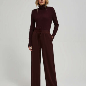 Spodnie z szerokimi nogawkami kasztanowe