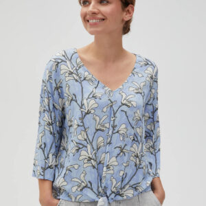 Wiskozowa koszula w kwiaty błękitna