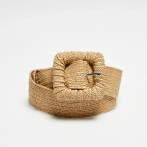 Pleciony pasek z klamrą beżowy