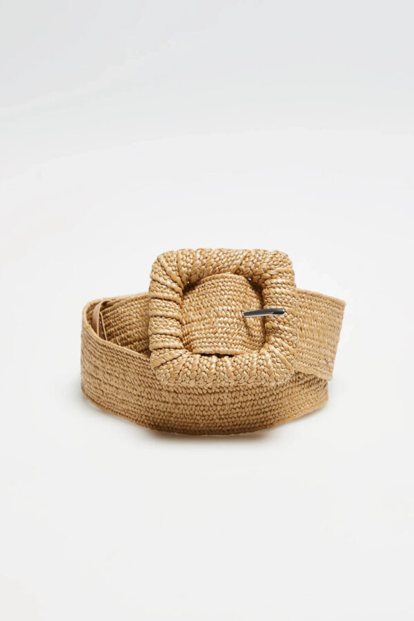 Pleciony pasek z klamrą beżowy