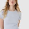 4F T-shirt slim z modalem damski - niebieski