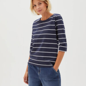 Bluzka w paski o prostym fasonie granatowa