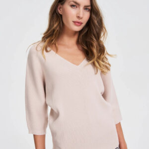 Sweter z rękawami 3/4 beżowy