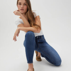 Jeansy skinny ze średnim stanem niebieskie