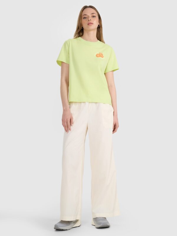 4F T-shirt oversize z nadrukiem damski - żółty