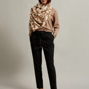 Spodnie z prostymi nogawkami i wiązaniem czarne