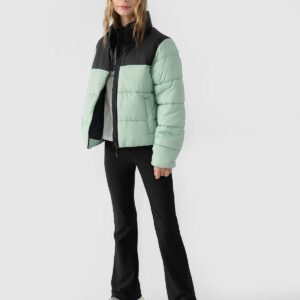 4F Kurtka puchowa z wypełnieniem syntetycznym dziewczęca - miętowa 122 (6-7 lat)