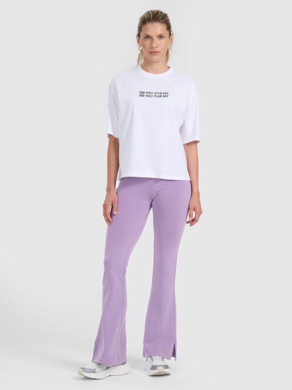 4F T-shirt oversize z nadrukiem damski - biały