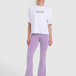 4F T-shirt oversize z nadrukiem damski - biały