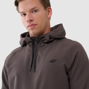 4F Bluza treningowa regular szybkoschnąca męska - brązowa