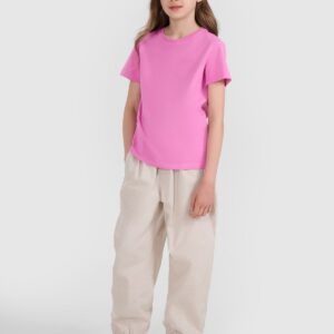 fa94bb0c2bdb4663902efbc73ddc6927b9e02d7c 4F T-shirt regular gładki dziewczęcy - różowa 152 (11-12 lat)