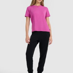 4F T-shirt z prążkowanej dzianiny z modalem damski - różowy