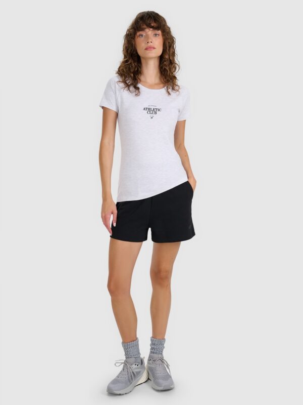 4F T-shirt slim z nadrukiem damski - szary