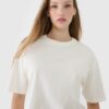 4F T-shirt oversize gładki damski - biały