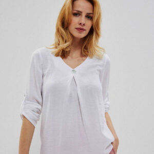 Gładka koszula z wiskozy biała