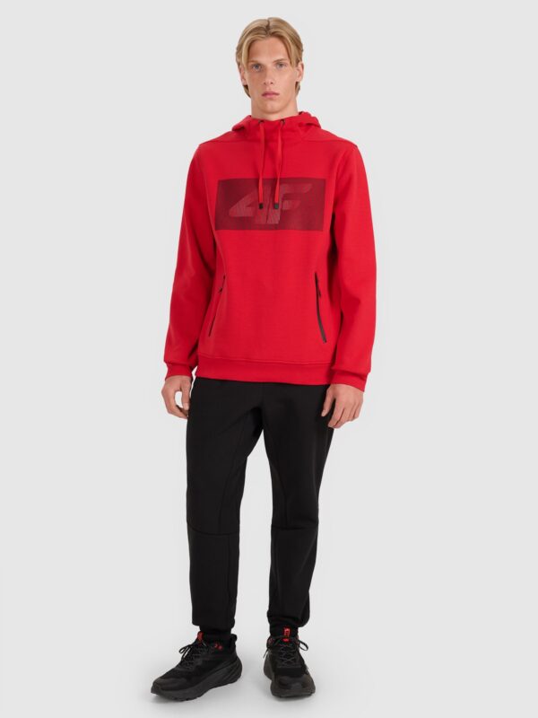 4F Bluza dresowa nierozpinana z kapturem męska - czerwona