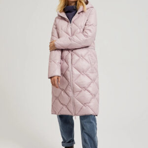 Pikowana kurtka ze ściągaczem różowa