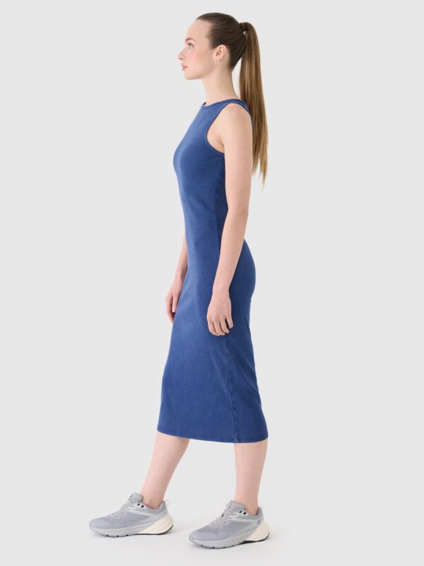 4F Sukienka z prążkowanej dzianiny damska - granatowa