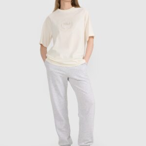 4F T-shirt oversize z nadrukiem damski - biały