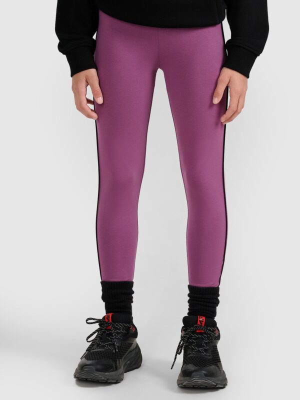 fe99729398f27b3bee779f7a6fa38ed94dabf9e5 4F Legginsy dzianinowe dziewczęce - fioletowe 134 (8-9 lat)