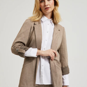 febbca13452abf00322ea0dc20f3ec2ec6769ea8 Marynarka z podwijanymi rękawami beżowa