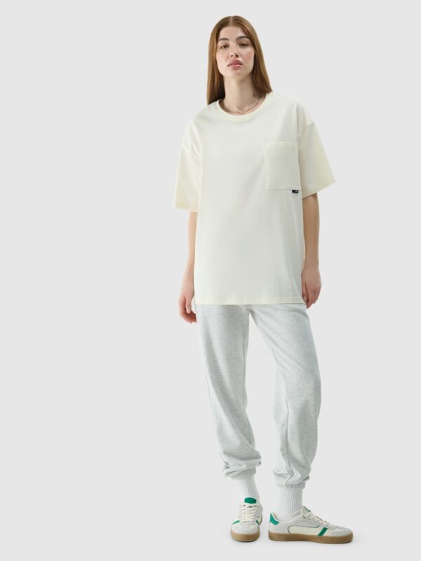 4F T-shirt oversize gładki uniseks - beżowy