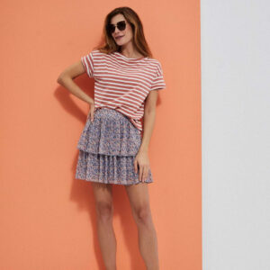 fefbd3b9188b3a5394f3538784b1b49c682e641a Spódnica mini z falbanami niebieska