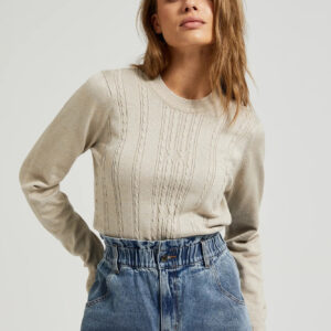 ff8919ff0fb50bee33fb5933e25a7155fbbd216e Sweter z długimi rękawami i okrągłym dekoltem beżowy