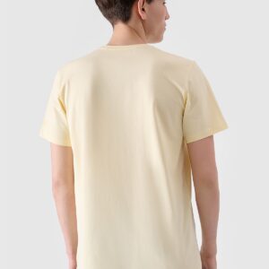 4F T-shirt regular z nadrukiem męski - żółty