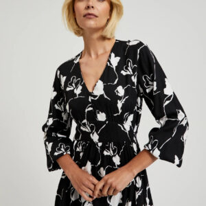 Wiskozowa sukienka z printem czarna