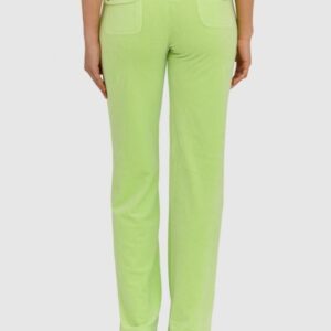 015fd99a6f3c9ccc5a318ce528a69468874e6556 JUICY COUTURE Klasyczne welurowe spodnie dresowe damskie del ray w jasnozielonym kolorze