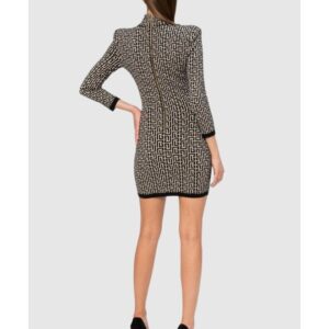 01b6495cc7e89410fcf972128d4a68cfc90b8589 BALMAIN Czarna damska sukienka w monogram