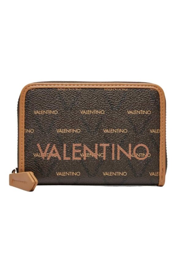 VALENTINO Brązowy mały portfel Liuto