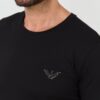 EMPORIO ARMANI Czarny męski t-shirt logo brodé