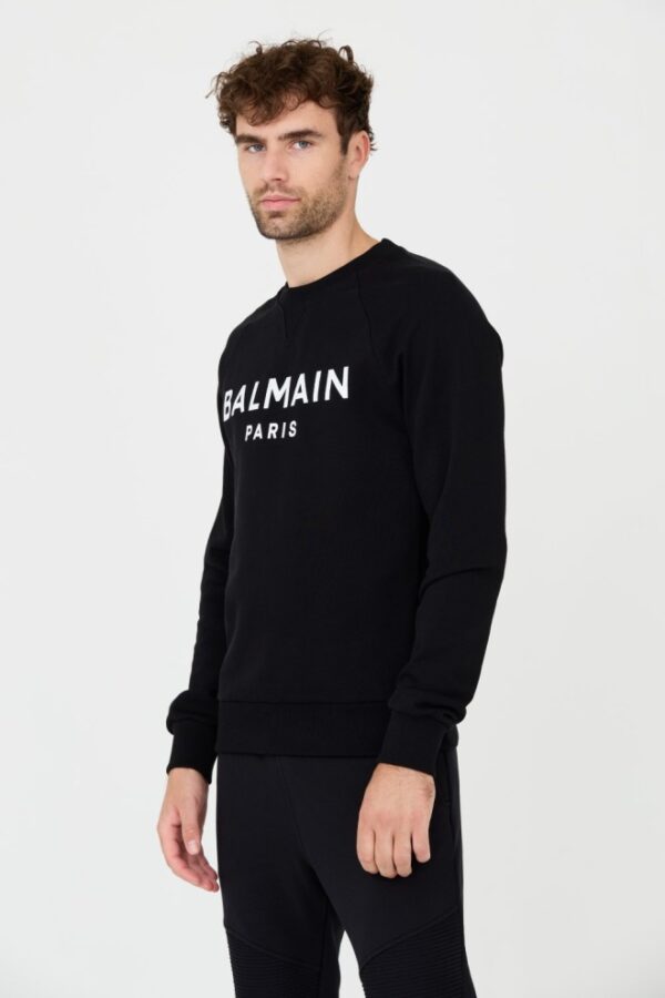 BALMAIN Czarna męska bluza Printed Sweatshirt