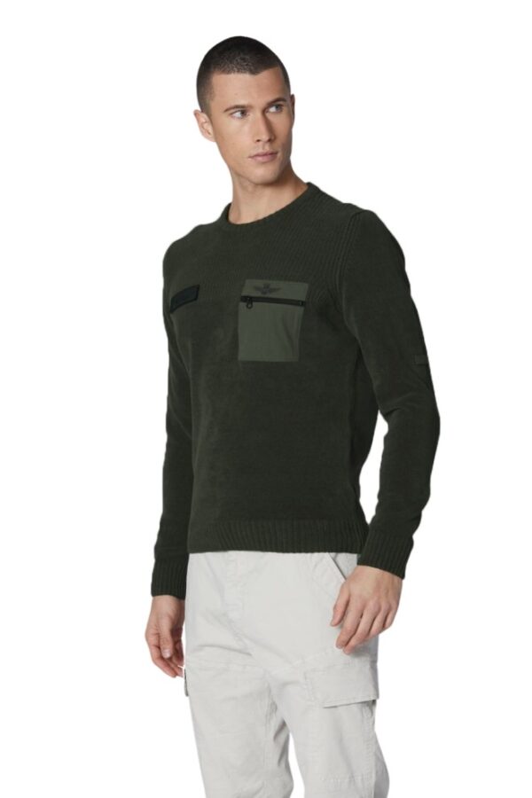 AERONAUTICA MILITARE Zielony sweter męski
