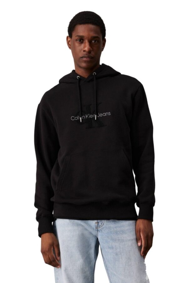 CALVIN KLEIN Czarna męska bluza z haftowanym logo