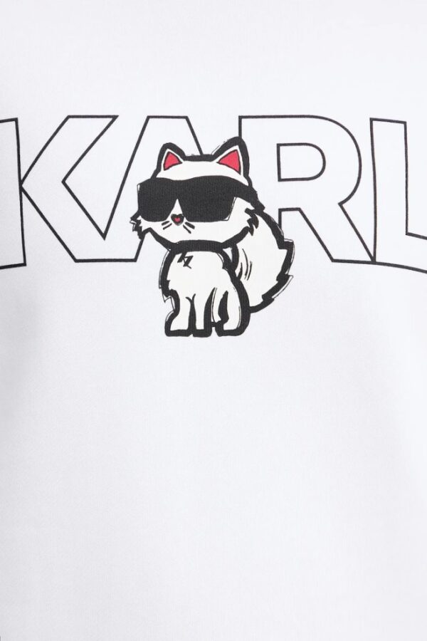 KARL LAGERFELD Biała bluza damska Ikon z nadrukiem
