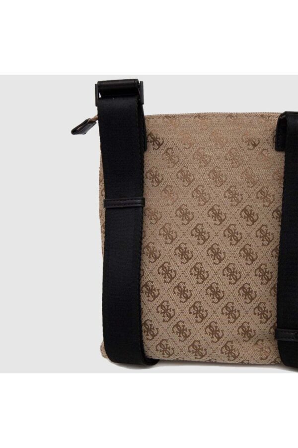 GUESS Brązowa torba męska na ramię w logo z saszetką