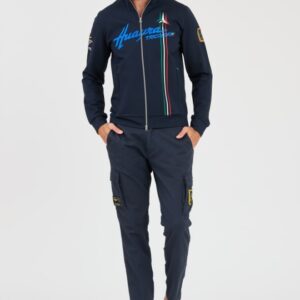 AERONAUTICA MILITARE Granatowa męska bluza rozpinana SWEATSHIRT