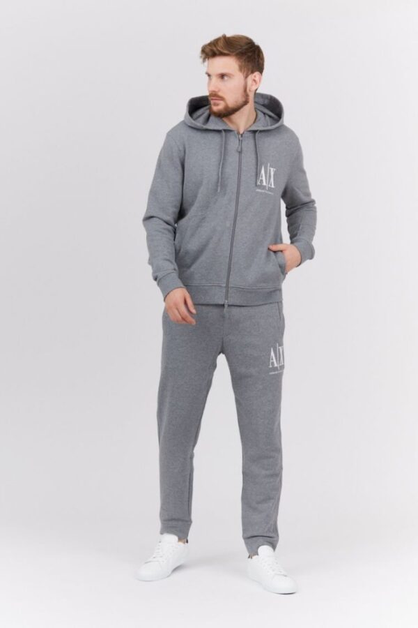 ARMANI EXCHANGE Szara bluza męska z kapturem na zamek