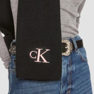 054ea5de98085576c408b72cc66614a45b81460d CALVIN KLEIN Czarny damski szalik z różowym logo