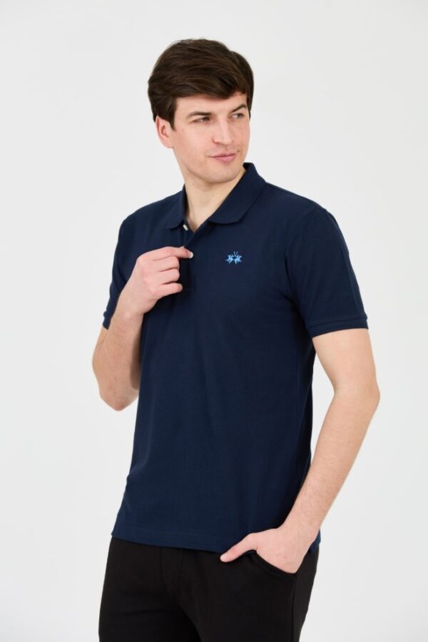 LA MARTINA Granatowe męskie polo z małym logo