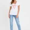 GUESS Biały damski t-shirt Satin Triangle Tee