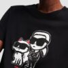 KARL LAGERFELD Czarny damski t-shirt Ikon Sketch Duo